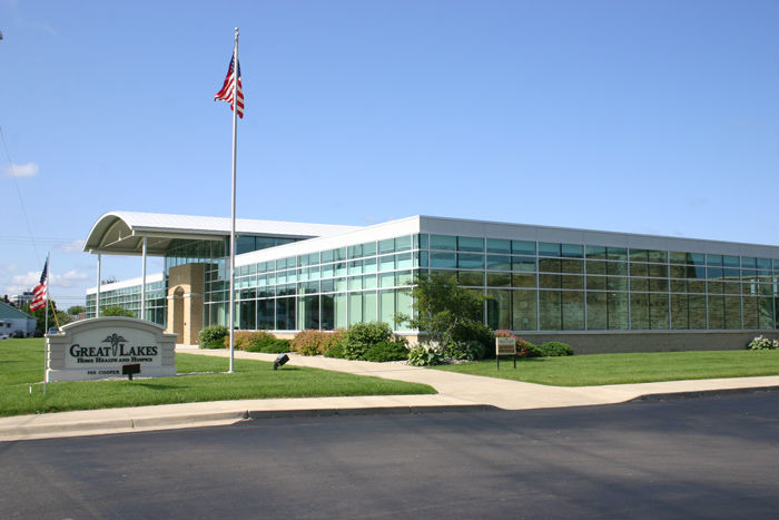 A photo of the glass work at Great Lakes Home Health and Hospice