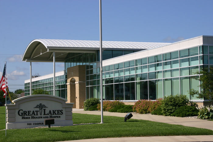 A photo of the glass work at Great Lakes Home Health and Hospice