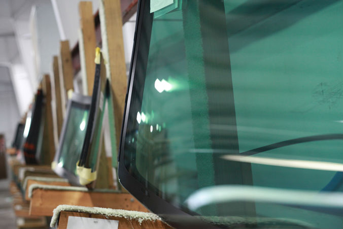 A photograph of Windshields in the Auto Glass division of Jackson Glass works
